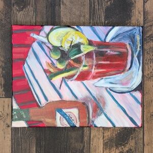 New Original Acrylic Painting Bloody Mary Extra Spicy Artist Signed Canvas